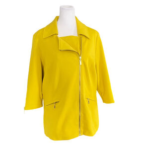 Luii Chartreuse Green Yellow Asymmetrical Moto Jacket Size XL